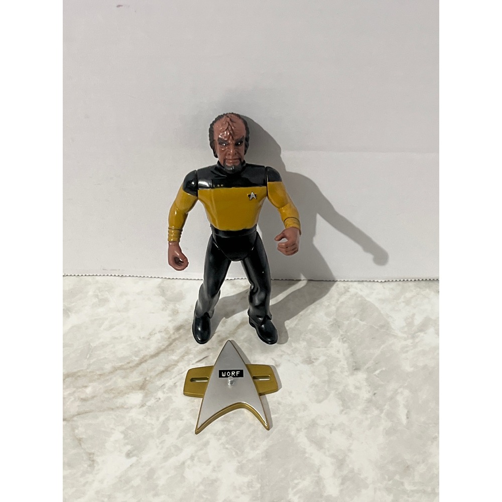Star Trek TNG Lt Worf Action Figure Playmates Vintage 1992 with Stand